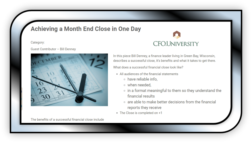 Achieving a Month End Close in One Day 