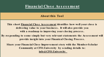 Financial Close Assessment